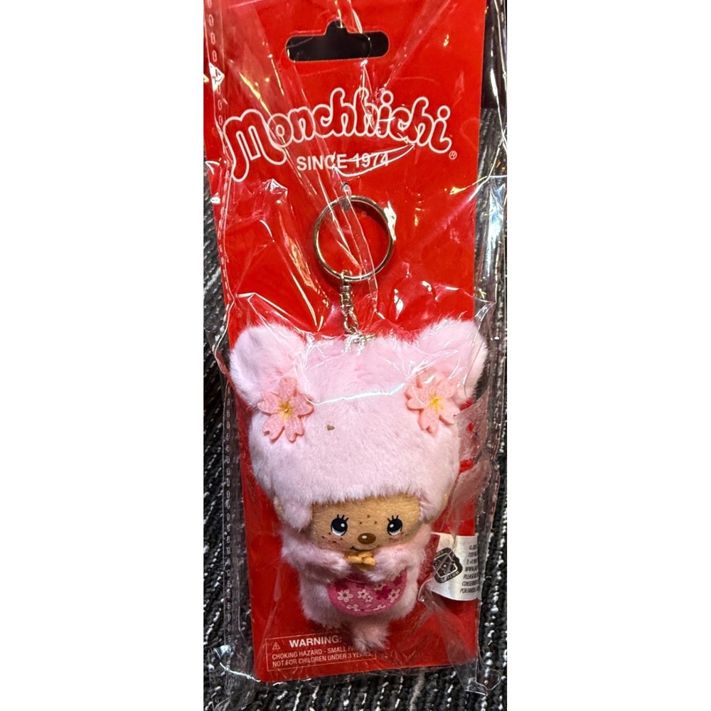 Monchhichi Plush Keychain Unisex OS New Pink Sakura Cherry Blossom Sekiguchi